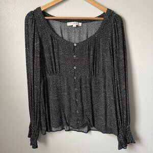LOFT Dotted Square Neck Blouse